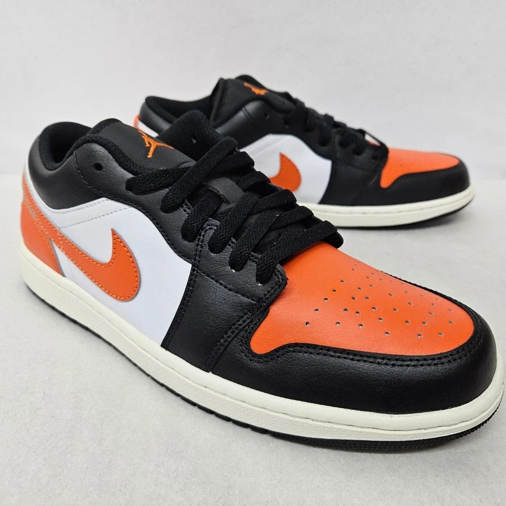 Nike Air Jordan 1 Low Sneakers 553558-081 Black Starfish White Mens Size 10.5‎